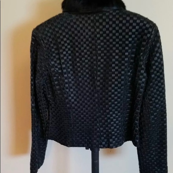 MARVIN RICHARDS weave/rabbit fur collar leather jacket SM NWT - Picture 6 of 12